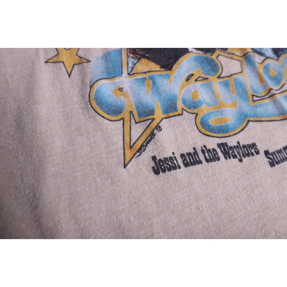 Vintage Waylon Jennings 1978 Summer Tour T-Shirt Tan Band Tee Medium 70s Shirt - Picture 3 of 7
